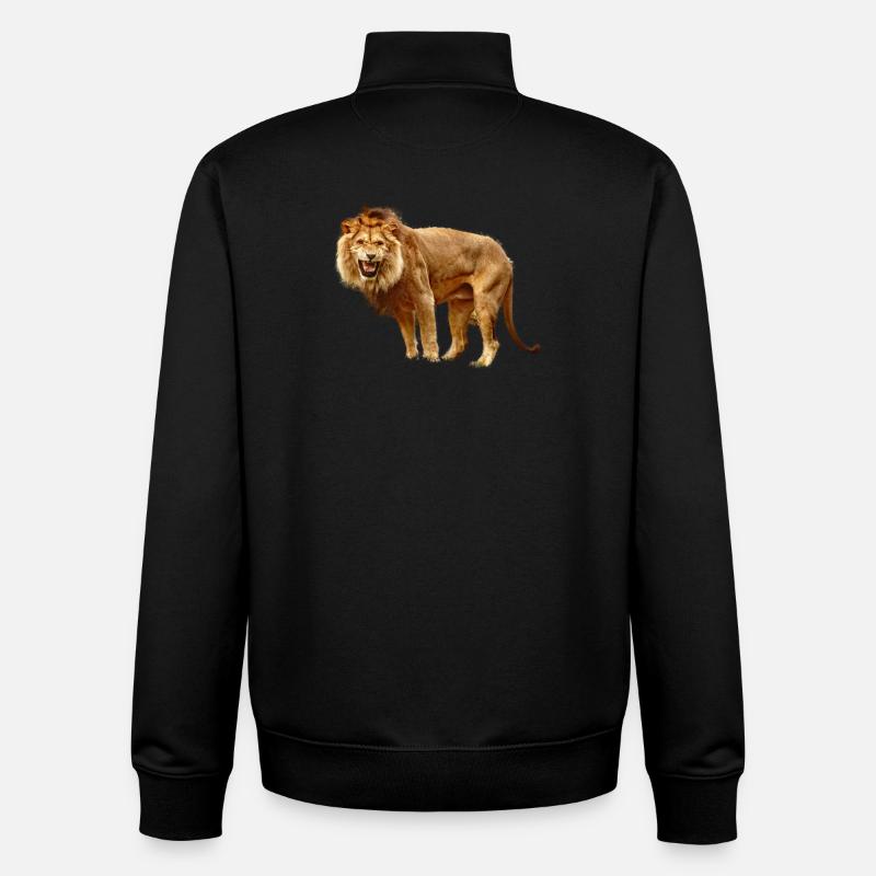 Lion - Sweat zippé unisexe en coton bio Stanley/Stella - noir