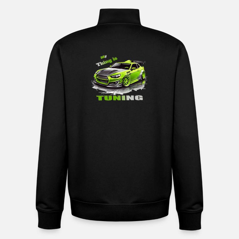 Tuning Voiture - Sweat zippé unisexe en coton bio Stanley/Stella - noir