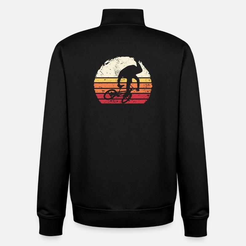 Retro Sunset Cyclist Silhouette - Unisex Organic Zip Sweatshirt by Stanley/Stella - black