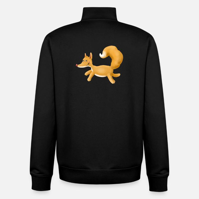 Yellow fox on the run - Unisex Organic Zip Sweatshirt by Stanley/Stella - black