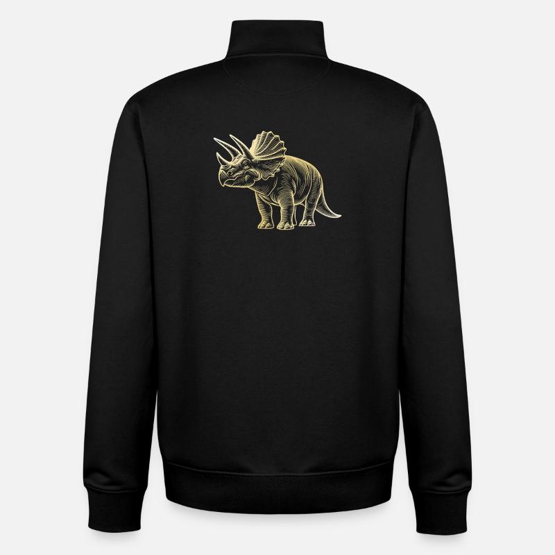 Dessin de dinosaure triceratops - Sweat zippé unisexe en coton bio Stanley/Stella - noir