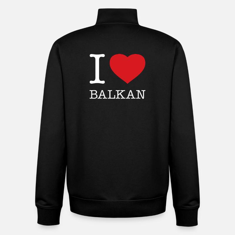 J’ADORE BALKAN - Sweat zippé unisexe en coton bio Stanley/Stella - noir