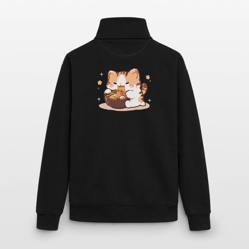 Mème de chat mangeant des spaghettis Sweat zippé unisexe en coton bio Stanley/Stella