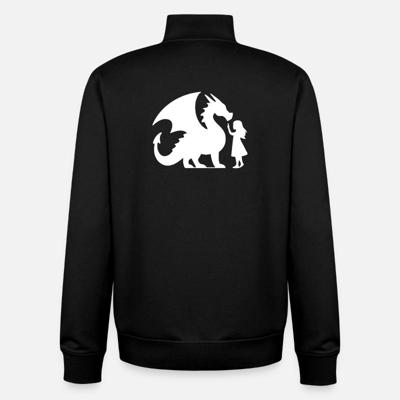 Mythischer Drache und Mädchen Silhouette Design - Unisex Organic Zip Sweatshirt von Stanley/Stella - Schwarz