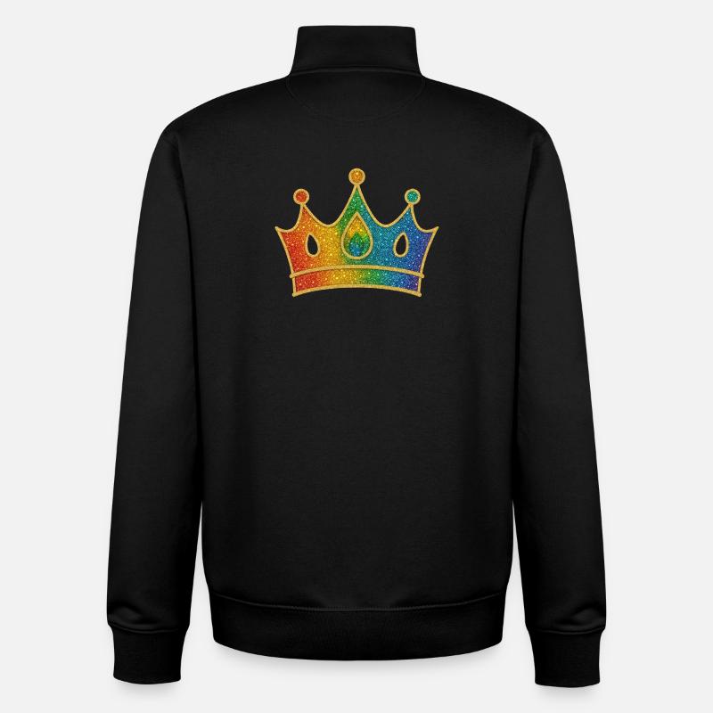 Glamouröse Regenbogen-Krone mit Glittereffekt - Unisex Organic Zip Sweatshirt von Stanley/Stella - Schwarz