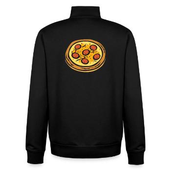 Pizza Salami Design – Funny Food Motif - Unisex Organic Zip Sweatshirt by Stanley/Stella - black - Back - AI Model Male 185 light (185cm)