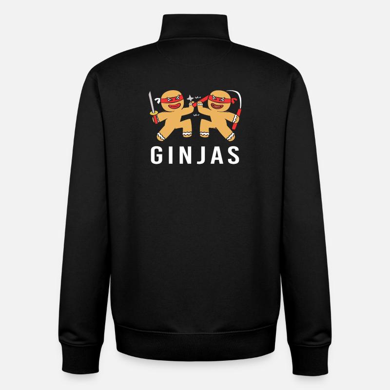 Lebkuchen Weihnachten Ninja Lebkuchenmann - Unisex Organic Zip Sweatshirt von Stanley/Stella - Schwarz