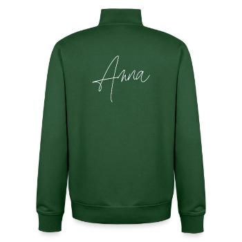 Anna / Écriture manuscrite Design personnalisé (Blanc) - Sweat zippé unisexe en coton bio Stanley/Stella - vert bouteille - Dos - AI Model Male 185 dark (185cm)