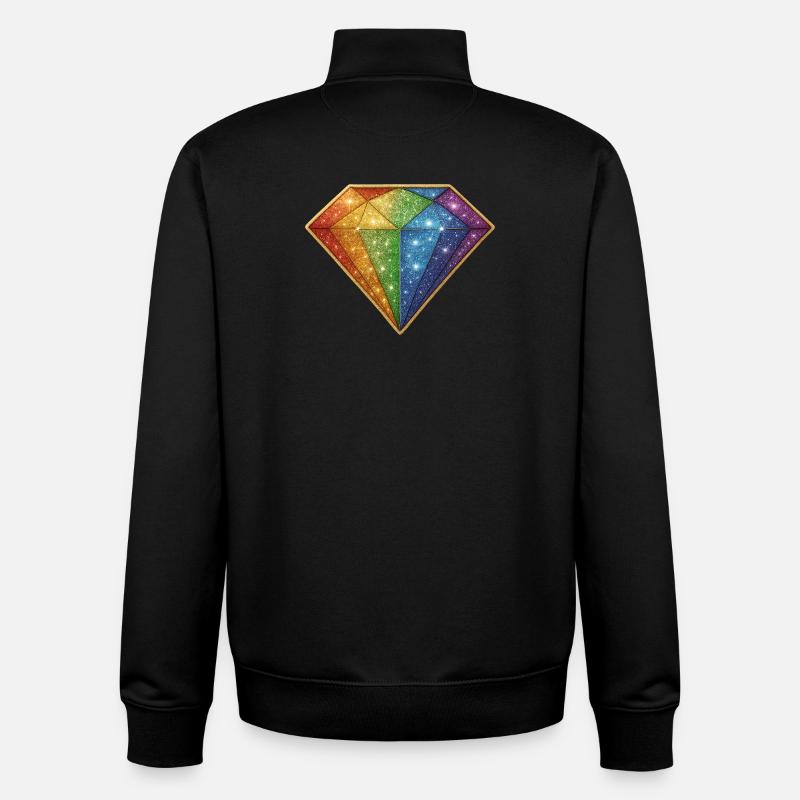 Rainbow Glitter Diamond - Unisex Organic Zip Sweatshirt by Stanley/Stella - black