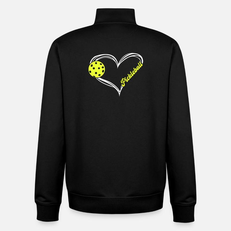 Emblème du cœur de pickleball - Sweat zippé unisexe en coton bio Stanley/Stella - noir