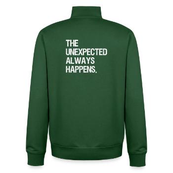 the unexpected always happens - Sweat zippé unisexe en coton bio Stanley/Stella - vert bouteille - Dos - AI Model Male 185 dark (185cm)