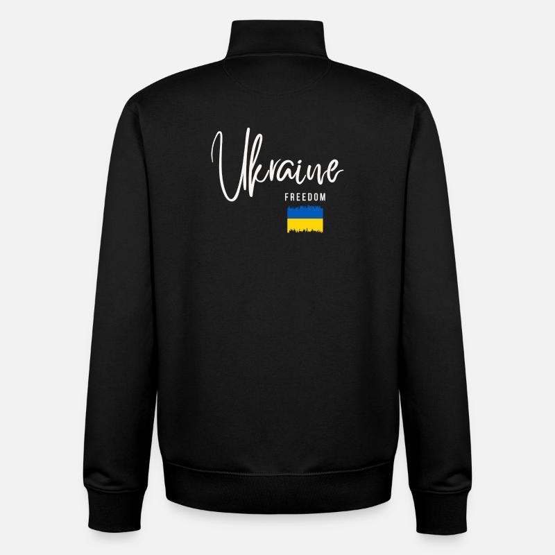 Racines ukrainiennes, j’aime l’Ukraine - Sweat zippé unisexe en coton bio Stanley/Stella - noir