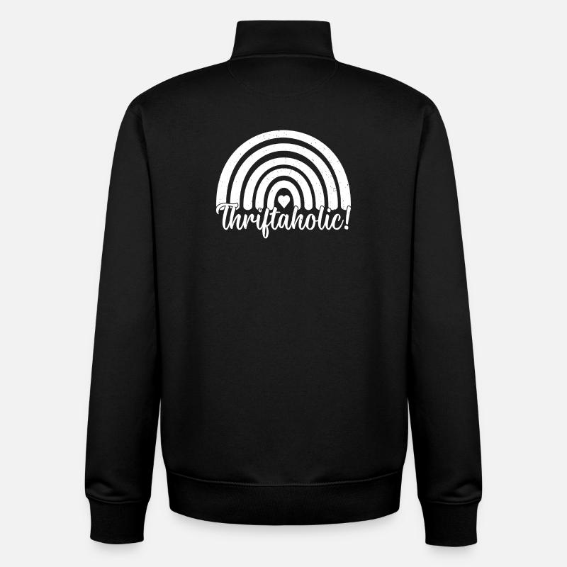Friperie Thriftaholic Love Fririft Shopping - Sweat zippé unisexe en coton bio Stanley/Stella - noir