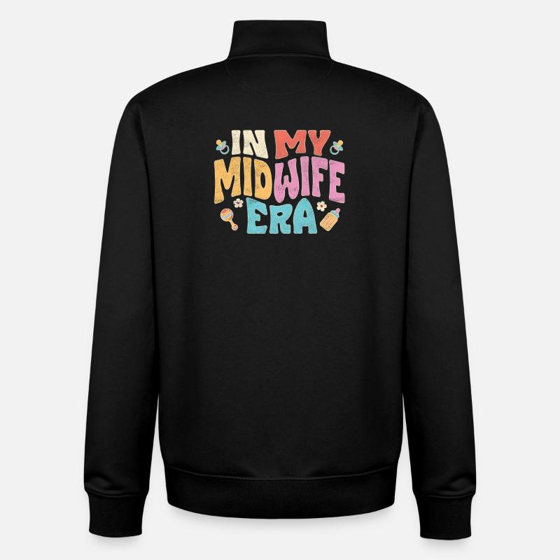 À mon époque de sage-femme - Sweat zippé unisexe en coton bio Stanley/Stella - noir