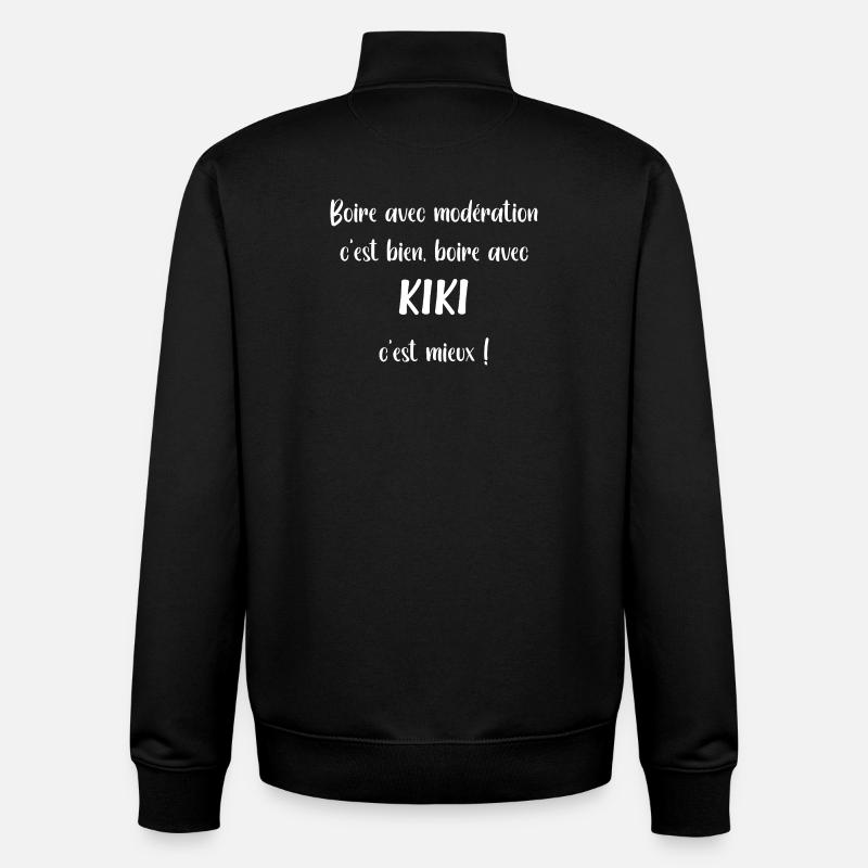 KIKI Boire Modération Fun - Sweat zippé unisexe en coton bio Stanley/Stella - noir