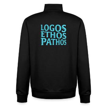 Logos Ethos Pathos Rhétorique Étudiant en Philosophie - Sweat zippé unisexe en coton bio Stanley/Stella - noir - Dos - AI Model Male 185 light (185cm)