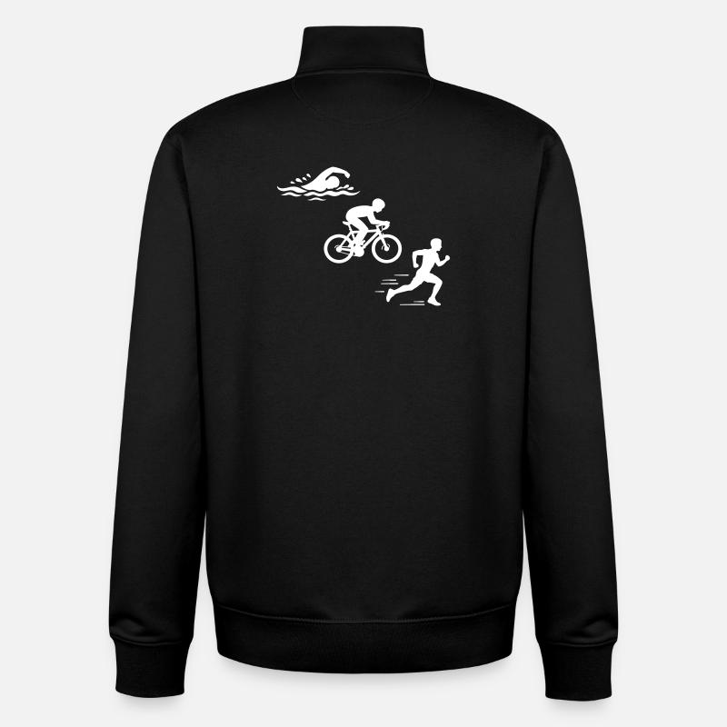 Triathlon Silhouette Triathlete - Sweat zippé unisexe en coton bio Stanley/Stella - noir