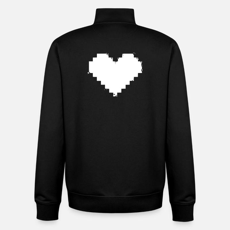 Effet Grunge Pixel Heart - Sweat zippé unisexe en coton bio Stanley/Stella - noir