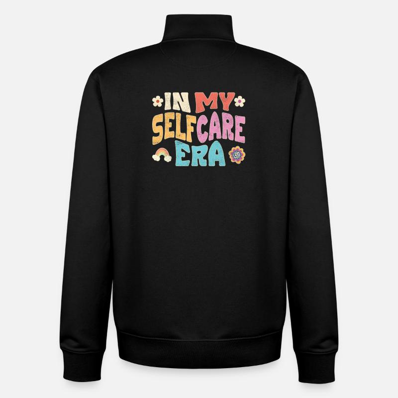 À mon époque de l’auto-soin - Sweat zippé unisexe en coton bio Stanley/Stella - noir