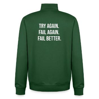 Try Again. Fail Again. Fail Better. - Unisex Organic Zip Sweatshirt by Stanley/Stella - bottle green - Back - AI Model Male 185 dark (185cm)