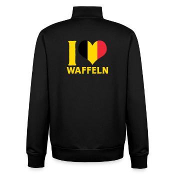 I Love Waffeln Belgium Flag Heart Food Design - Unisex Organic Zip Sweatshirt von Stanley/Stella - Schwarz - Hinten - AI Model Male 185 light (185cm)