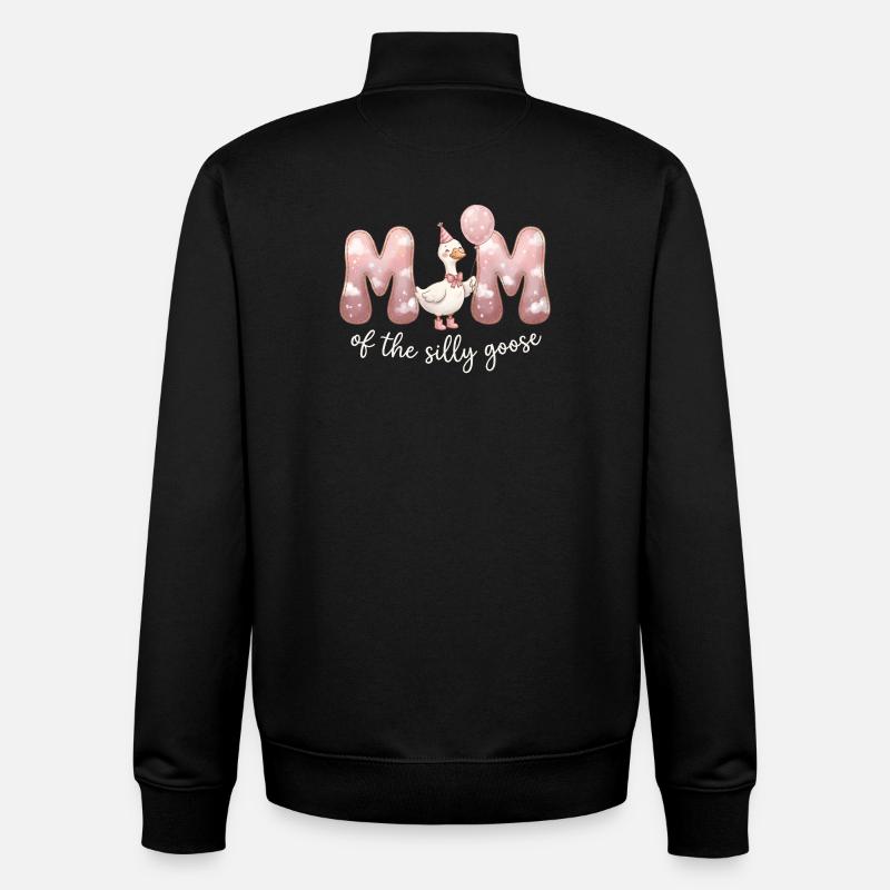 Maman de l’Oie Folle - Sweat zippé unisexe en coton bio Stanley/Stella - noir