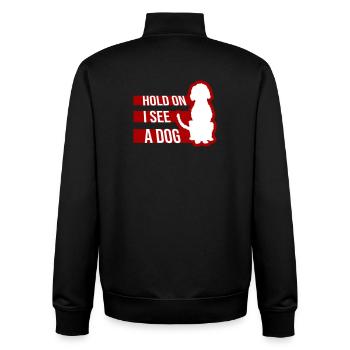 Hold On I See A Dog Hund Lustig Abgelenkt Spruch - Unisex Organic Zip Sweatshirt von Stanley/Stella - Schwarz - Hinten - AI Model Male 185 light (185cm)