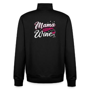 Mama Needs Wine Funny Motherhood Quote Art - Unisex Organic Zip Sweatshirt by Stanley/Stella - black - Back - AI Model Male 185 light (185cm)