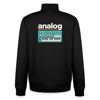 Analog Synthesizer Retro Music  - Unisex Organic Zip Sweatshirt by Stanley/Stella - black - Back - AI Model Male 185 light (185cm)