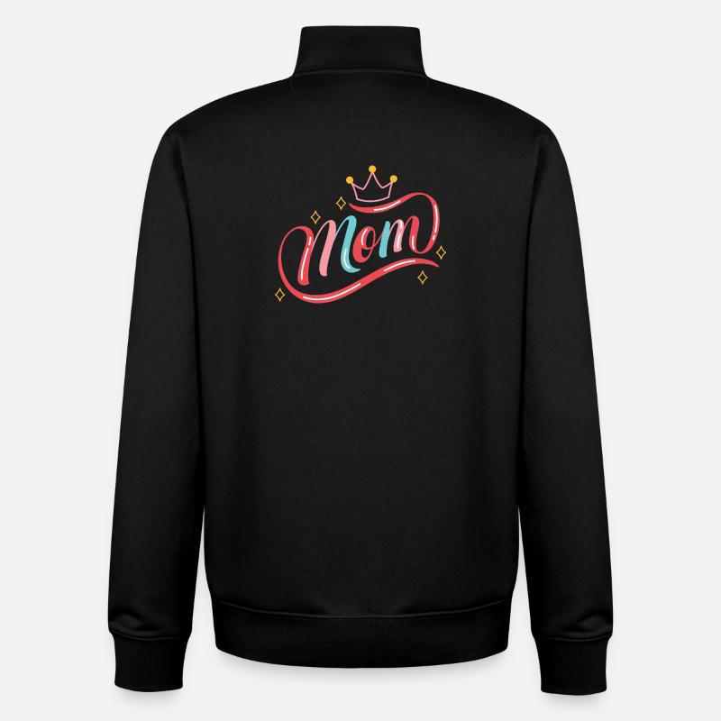 Crowned Mom Rainbow Script - Unisex Organic Zip Sweatshirt by Stanley/Stella - black