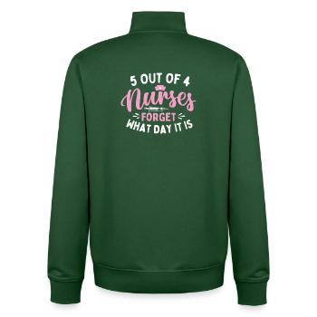 5 von 4 Krankenschwestern vergessen welchen Tag Humor - Unisex Organic Zip Sweatshirt von Stanley/Stella - Flaschengrün - Hinten - AI Model Male 185 dark (185cm)