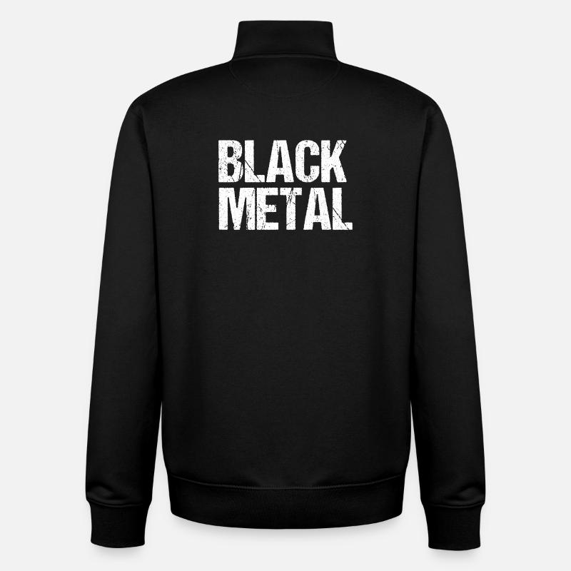 Texte vieilli Black Metal - Sweat zippé unisexe en coton bio Stanley/Stella - noir
