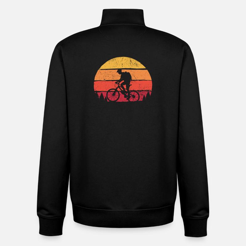 Twin Cyclist Sunset Silhouette - Unisex Organic Zip Sweatshirt by Stanley/Stella - black