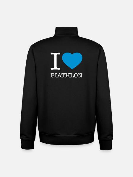 I LOVE BIATHLON - Unisex Organic Zip Sweatshirt by Stanley/Stella - black