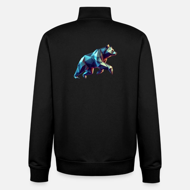 ours origami géométrique 3d - Sweat zippé unisexe en coton bio Stanley/Stella - noir