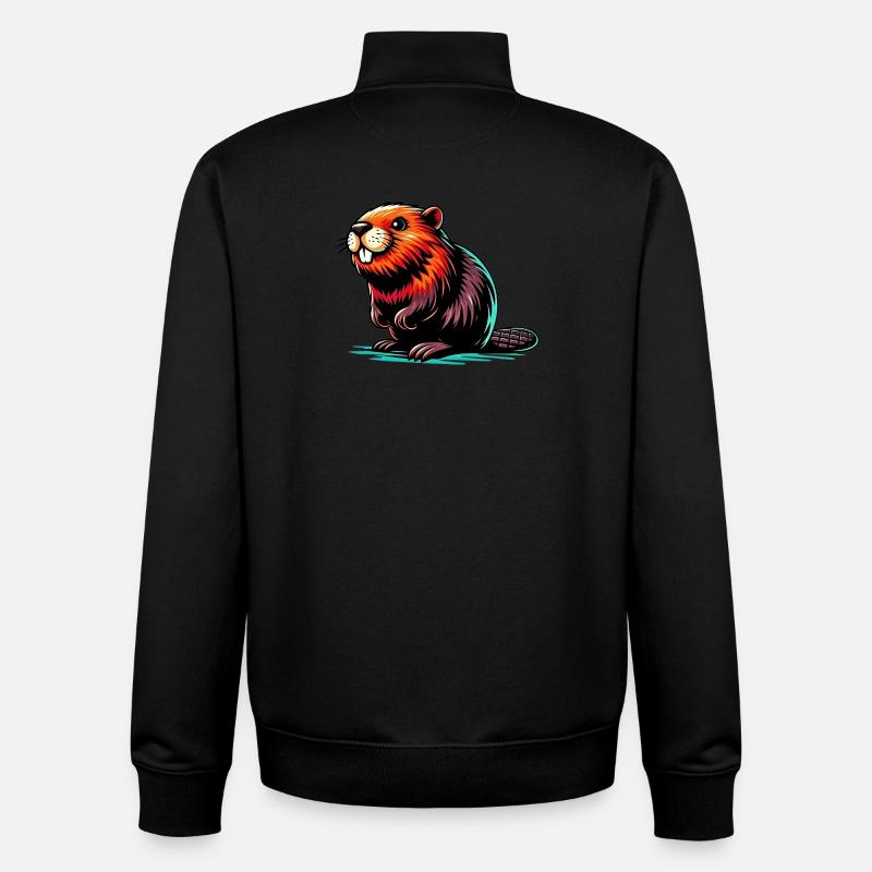 Castor - Sweat zippé unisexe en coton bio Stanley/Stella - noir