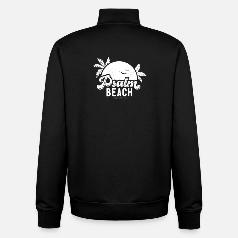 Psalmbeach (4) blanc - Sweat zippé unisexe en coton bio Stanley/Stella - noir