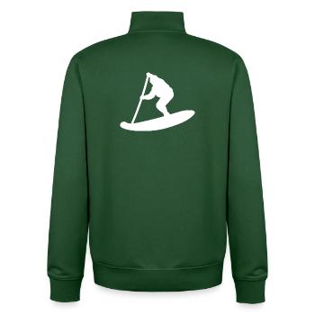Minimalist Stand Up Paddle Silhouette - Unisex Organic Zip Sweatshirt by Stanley/Stella - bottle green - Back - AI Model Male 185 dark (185cm)