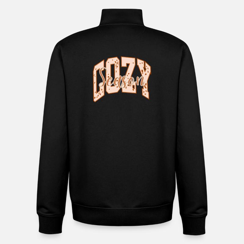 Cozy season motif éclaté et typographie audacieuse - Sweat zippé unisexe en coton bio Stanley/Stella - noir