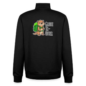 Ein kleiner Otter auf Weltreise - Globe Tr-Otter - Unisex Organic Zip Sweatshirt von Stanley/Stella - Schwarz - Hinten - AI Model Male 185 light (185cm)