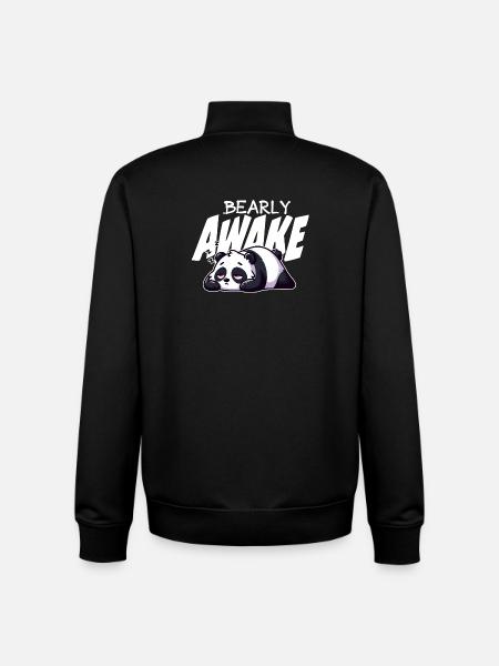 Bearly Awake Panda Illustration - Unisex Organic Zip Sweatshirt by Stanley/Stella - black