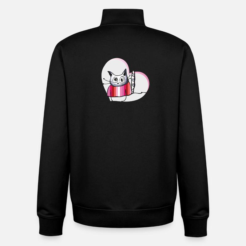 Chat lesbien - Sweat zippé unisexe en coton bio Stanley/Stella - noir