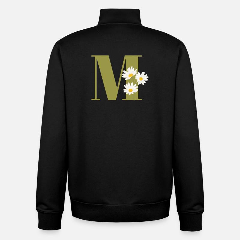 Buchstabe m grüne Gänseblümchen - Unisex Organic Zip Sweatshirt von Stanley/Stella - Schwarz