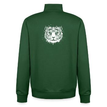 Artful White Tiger – Tribal Artwork - Unisex Organic Zip Sweatshirt by Stanley/Stella - bottle green - Back - AI Model Male 185 dark (185cm)
