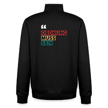 Order must be – clear lettering - Unisex Organic Zip Sweatshirt by Stanley/Stella - black - Back - AI Model Male 185 light (185cm)