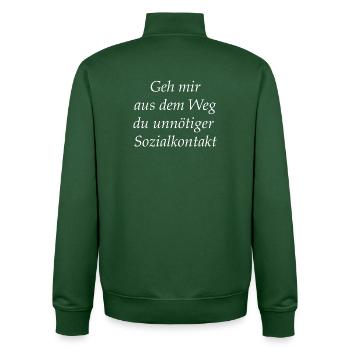 Get Out of My Way – Unnecessary Social Contact - Unisex Organic Zip Sweatshirt by Stanley/Stella - bottle green - Back - AI Model Male 185 dark (185cm)