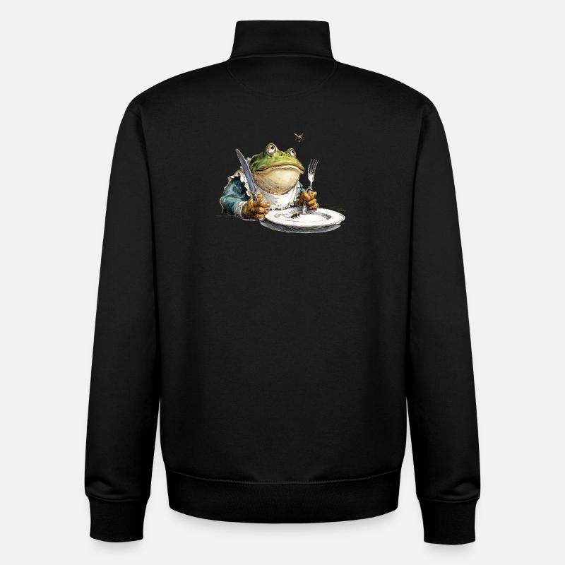 Grenouille de cuisine avec assiette - Sweat zippé unisexe en coton bio Stanley/Stella - noir