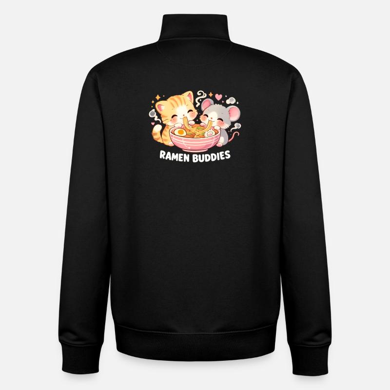 Ramen Katze - Unisex Organic Zip Sweatshirt von Stanley/Stella - Schwarz
