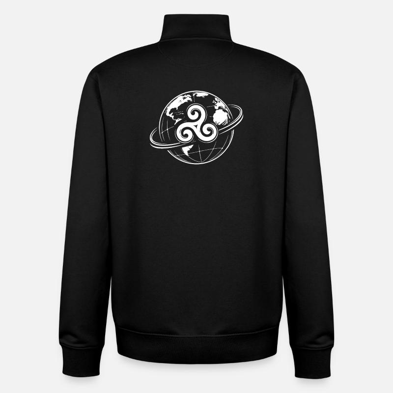 Breton Triskel Globe Celtic Brittany - Unisex Organic Zip Sweatshirt by Stanley/Stella - black