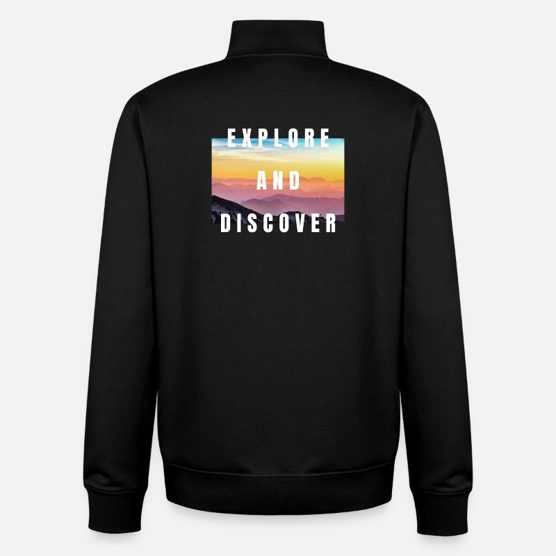 Explore And Discover - Sweat zippé unisexe en coton bio Stanley/Stella - noir